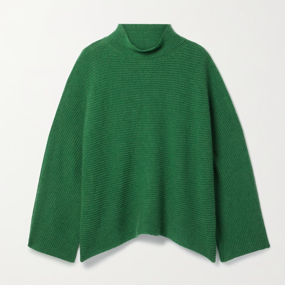 Suzie Kondi Fotini Ribbed Cashmere Sweater In Green Size Medium